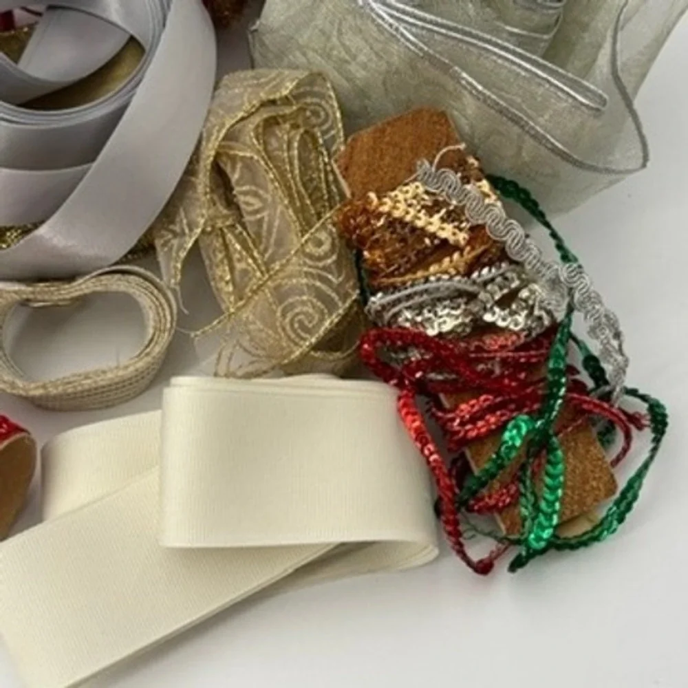 Christmas Ribbon Lot Vintage Offray Dillards Velvet Satin Metallic Spools